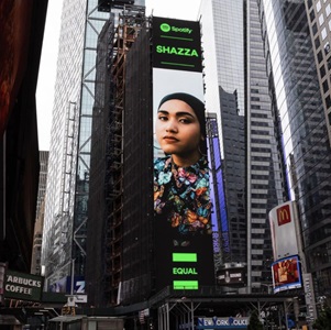 FMS' alumna, Shazza on Spotify screen in New York